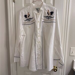 Rangers Original rooster embroidered button down men’s western shirt
